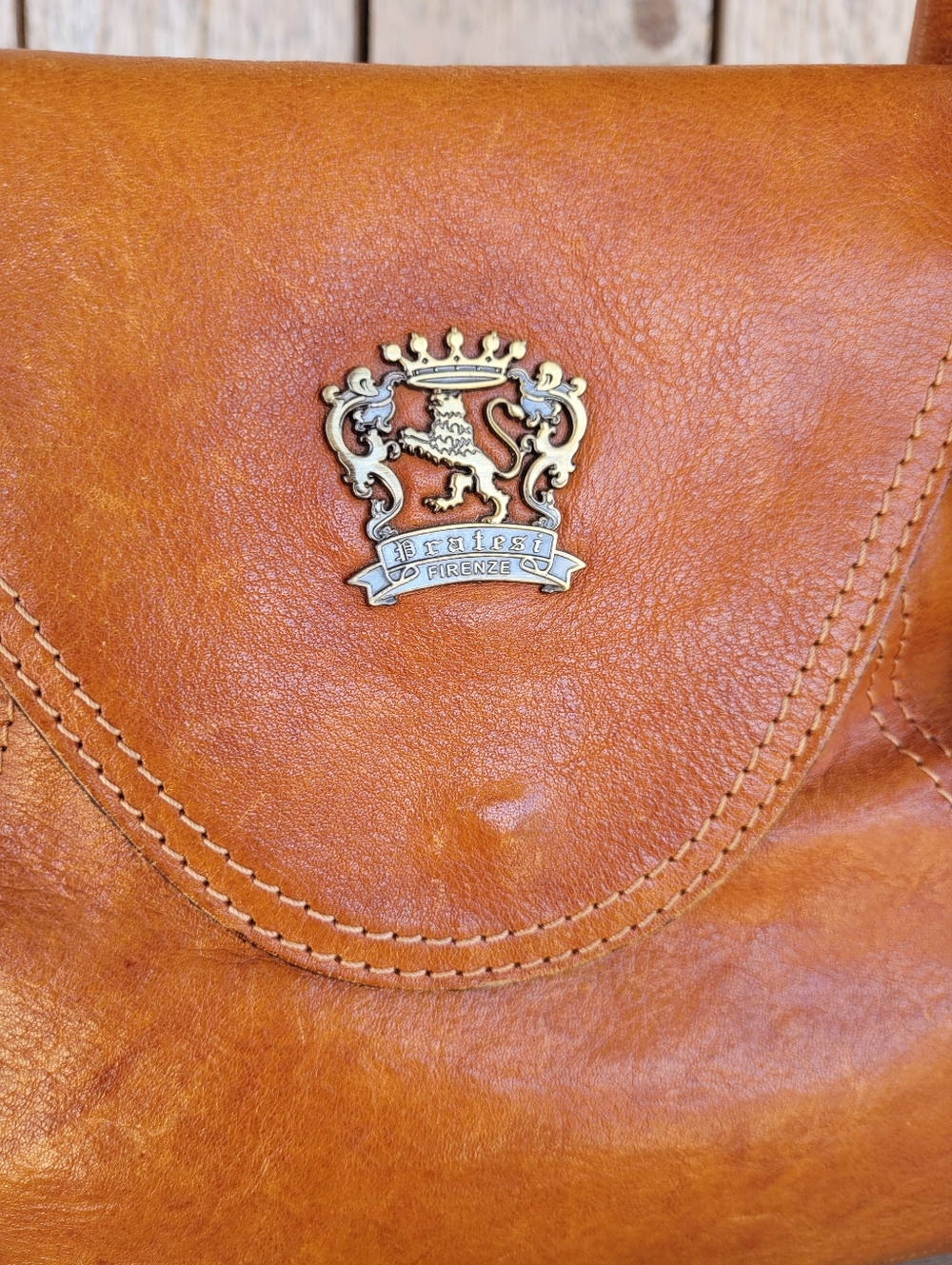 Gorgeous Pratesi Firenze Italian Leather Handbag In Cognac Brown - Picture 5 of 12